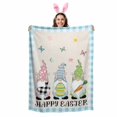 thumbnail image 2 of Throw Blanket Fleece Throw Blanket 50x80in, Easter Dwarfs with Egg Bunny Carrot Soft Lightweight Bed Blankets Flower on Linen and Blue Checker Fuzzy Couch Blankets for All Season, 2 of 9