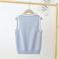 thumbnail image 3 of Eandarui Kids Boys Girls Casual Sleeveless V Neck Knit Sweater Vest Pullover School Uniform Cardigan Light Blue 110, 3 of 4