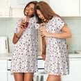 thumbnail image 4 of Fotbe Cute Rabbit Pattern Women's Cotton Nightgown Sleepwear Short Sleeves Shirt Casual Print Sleepdress, 4 of 6