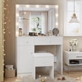 thumbnail image 6 of Makeup Vanity Desk with Lighted Mirror, White Vanity with Chair Power Outlet Drawers Cabinet, Dressing Table Set with 3 Lighting Modes for Bedroom, 6 of 6