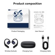 Open Ear Earbuds, Bluetooth 5.4 Wireless Earbuds with Earhooks, 70Hrs Playtime Bluetooth Earphones with LED Display Charging Case, Hifi Stereo Over Earbuds IP7 Waterproof for Sports, Running, Workout