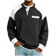 thumbnail image 2 of GrmtClth Shirts for Men Waffle Textured Polo Button Closure Long Sleeve All Season Casual Matching Top Black S, 2 of 5