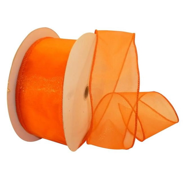 Reliant Ribbon 99908W-058-40K Sheer Lovely Value Wired Edge Ribbon - Orange - 2.5 in. x 50 yards