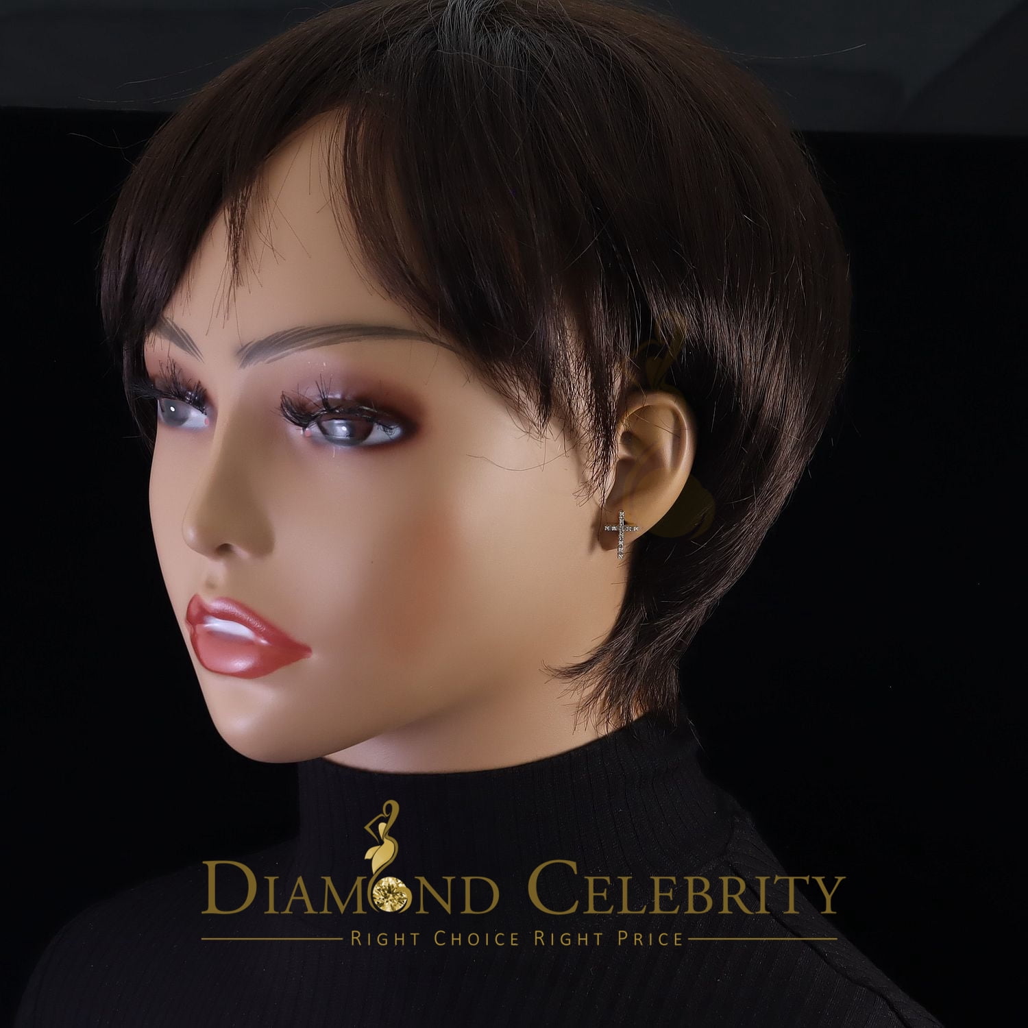 Diamond Celebrity's 0.10ct Diamond Stud Earrings For Women Yellow 925 Sterling Silver Stud For Men