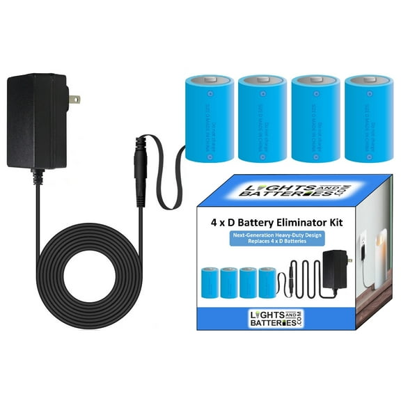 4 x D Next-Generation Heavy-Duty Battery Replacement Eliminator Kit for Toys, Lighting, Decorations, Candles & Other Electronic Devices