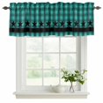 thumbnail image 2 of Teal Black Plaid Valances for Windows, Decorative Rod Pocket Window Valance Curtains, Farmhouse Retro Star Abstract Checked Short Curtain Drapes for Kitchen/Living Room, 2 Panels, 60" W x 18" L, 2 of 8