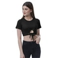 thumbnail image 1 of Moomaya Haut Court Noué devant pour Femmes Manches Courtes Col Rond Tee-Shirt Noué, 1 of 7