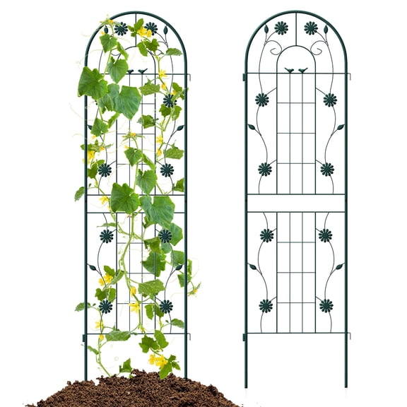 Costway 2 Pack Rustproof Metal Garden Trellis 71" x 20" Wire Lattice Panel for Patio Green