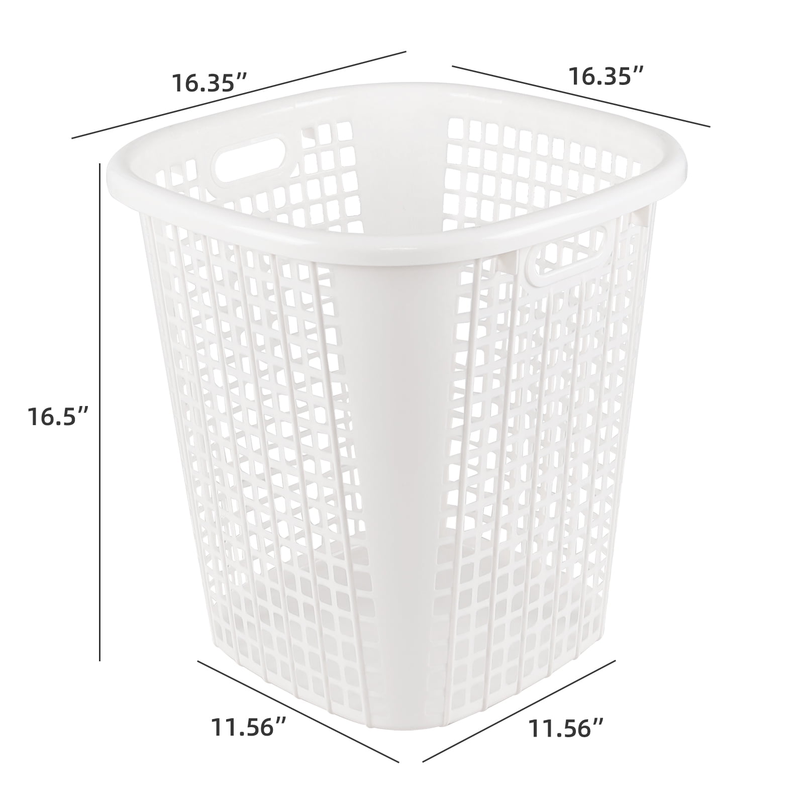 Minekkyes Set of 6 Plastic Round Laundry Baskets Hampers, Large Laundry Basket Tall Clothes Hamper (White)