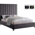 thumbnail image 2 of Meridian Furniture Via Rich Velvet Queen Bed in Gray, 2 of 8