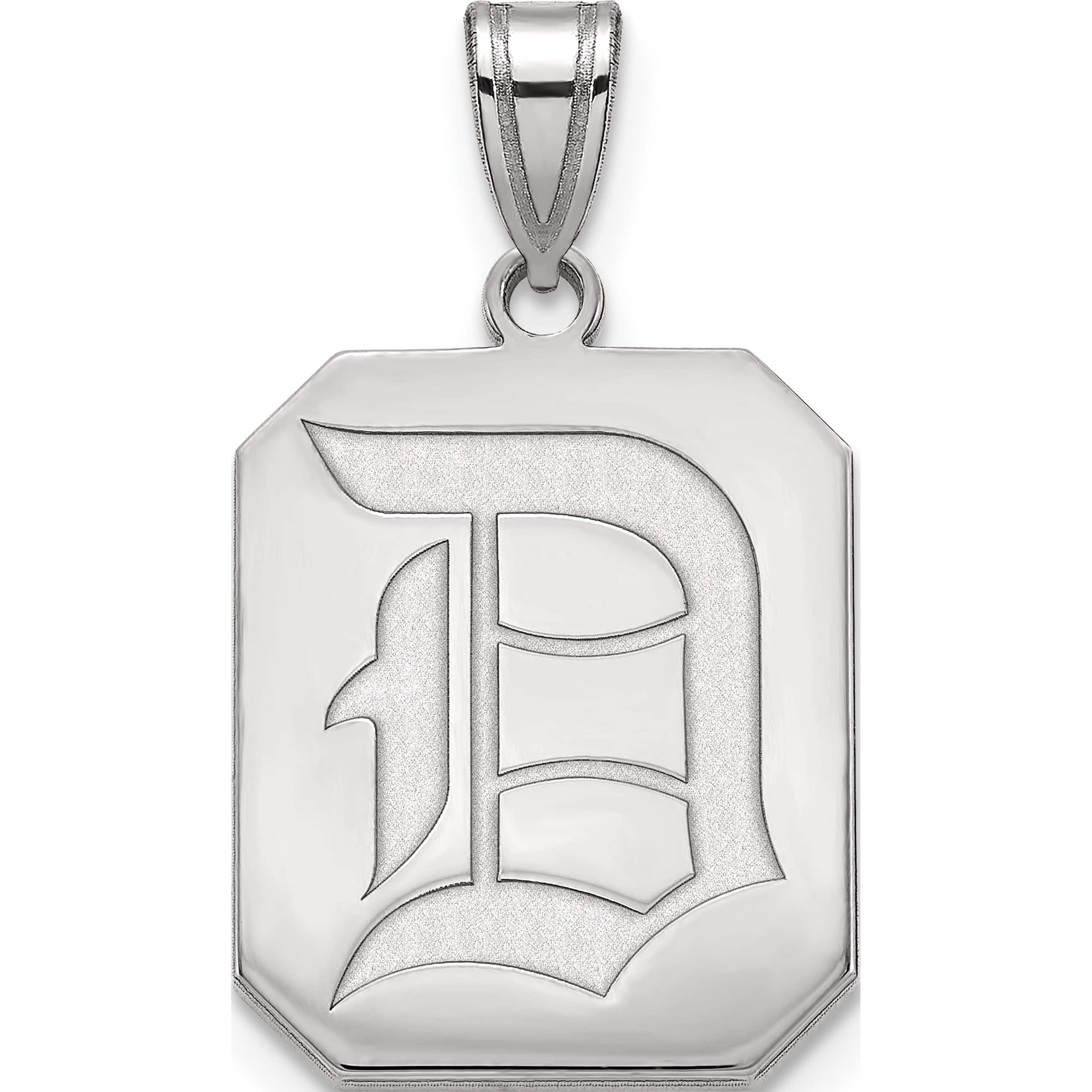 925 Sterling Silver Rhodium-plated Laser-cut Duquesne University Small Pendant