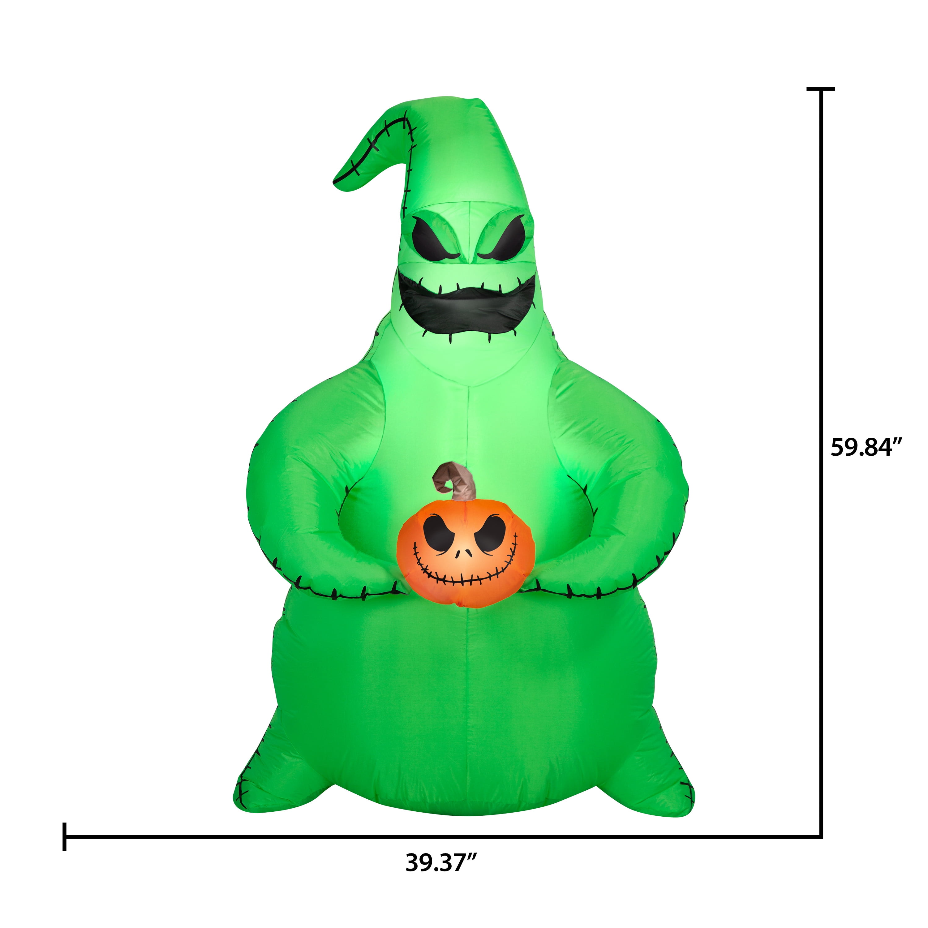 Airblown Halloween Yard Inflatables Light Oogie Boogie Jack Pumpkin Head Disney, 5 ft