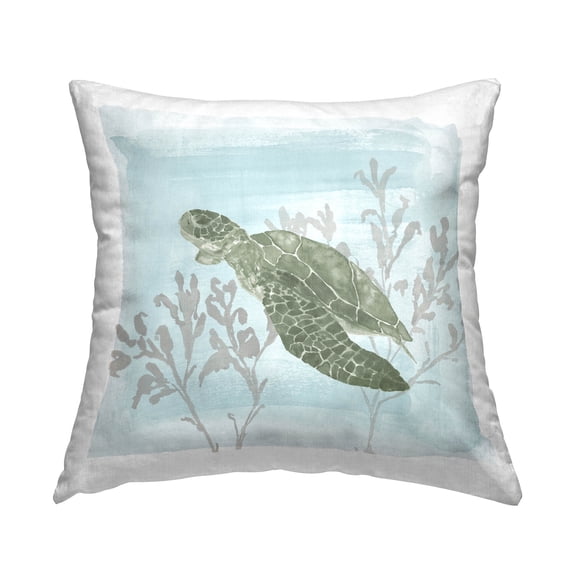 Stupell Industries Underwater Tortoise Coral Scene Printed Throw Pillow Design by Lucille Price