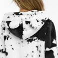 thumbnail image 3 of Women's Cow Onesie Pajamas Outfits Zipper Hooded Pjs Shaggy Long Sleeve Adult Cute Cosplay Thermal Fuzzy Animal Print Winter Zip Up Fleece Funny One Piece Sleepwear Black White Medium, 3 of 5