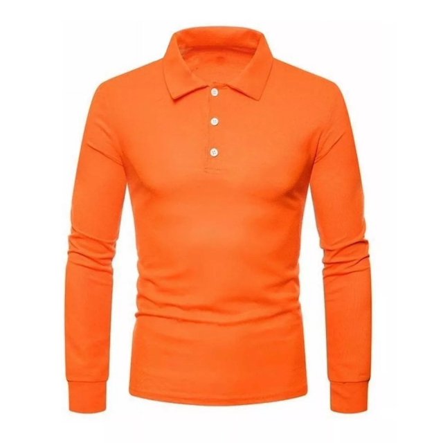 Playera Tipo Polo Manga Larga Con Licra Slim Fit Moda 2112 M