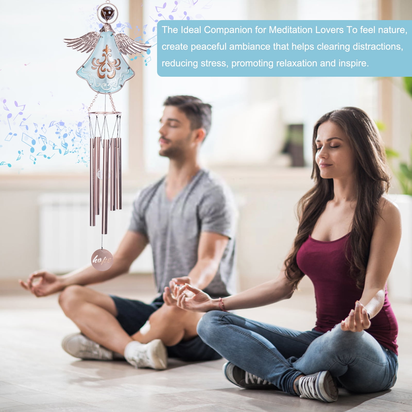 Memorial Wind Chimes Outdoor with 5 Tuned Tubes, Angel Wind Chimes for Garden Patio Balcony and Home Decor