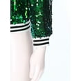 thumbnail image 5 of Kaerm Girls Sequin Bomber Jacket Lightweight Sparkle Long Sleeve Zipper Jacket Coat for Kids Dancing Green 14, 5 of 6