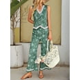 thumbnail image 2 of Womens Two Piece Sets Summer Vacation Outfits Button Down Resort Wear 2025 Long Matching Sets  Green S, 2 of 8