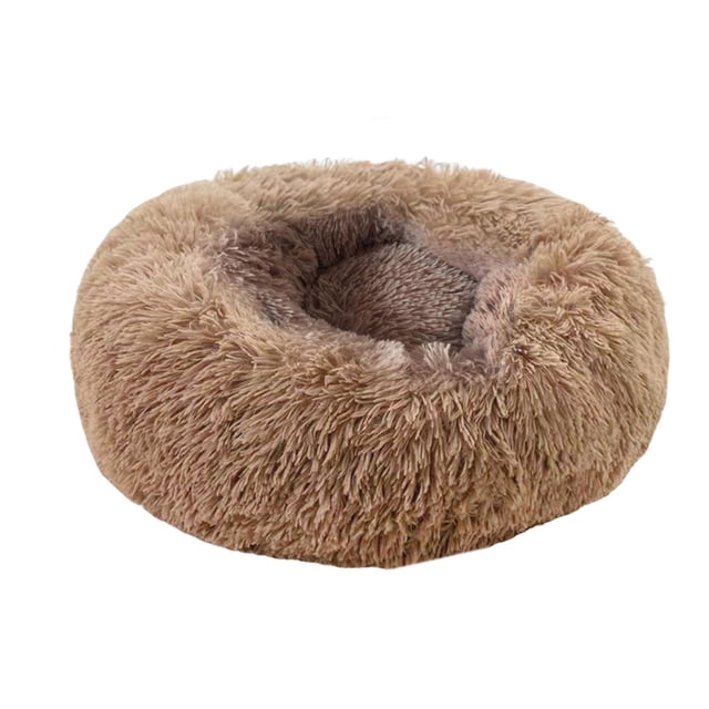Cama para gatos, cama para cachorros, larga, de felpa, de tela PP, lavable, cálida, para dormir, redonda, con cojín en forma de dona, para gatitos,