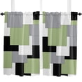 thumbnail image 5 of Green Black Grey Splicing Color Blocks Curtain Home Decoration Living Room Short Curtains Window Treatments For Kitchen Bedroom, 5 of 6