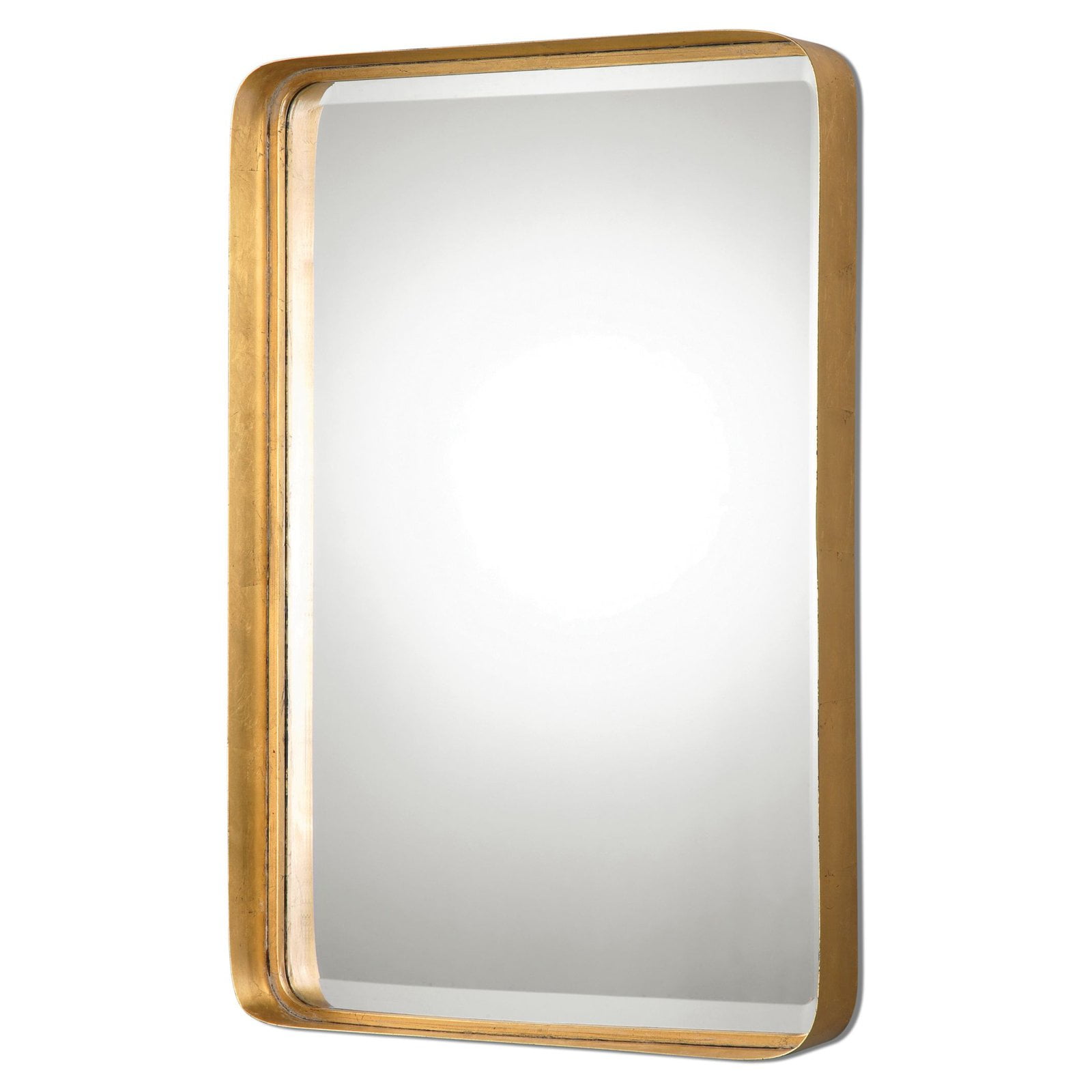 Elegante Gold Leaf Rectangular Contemporary Dresser Mirror