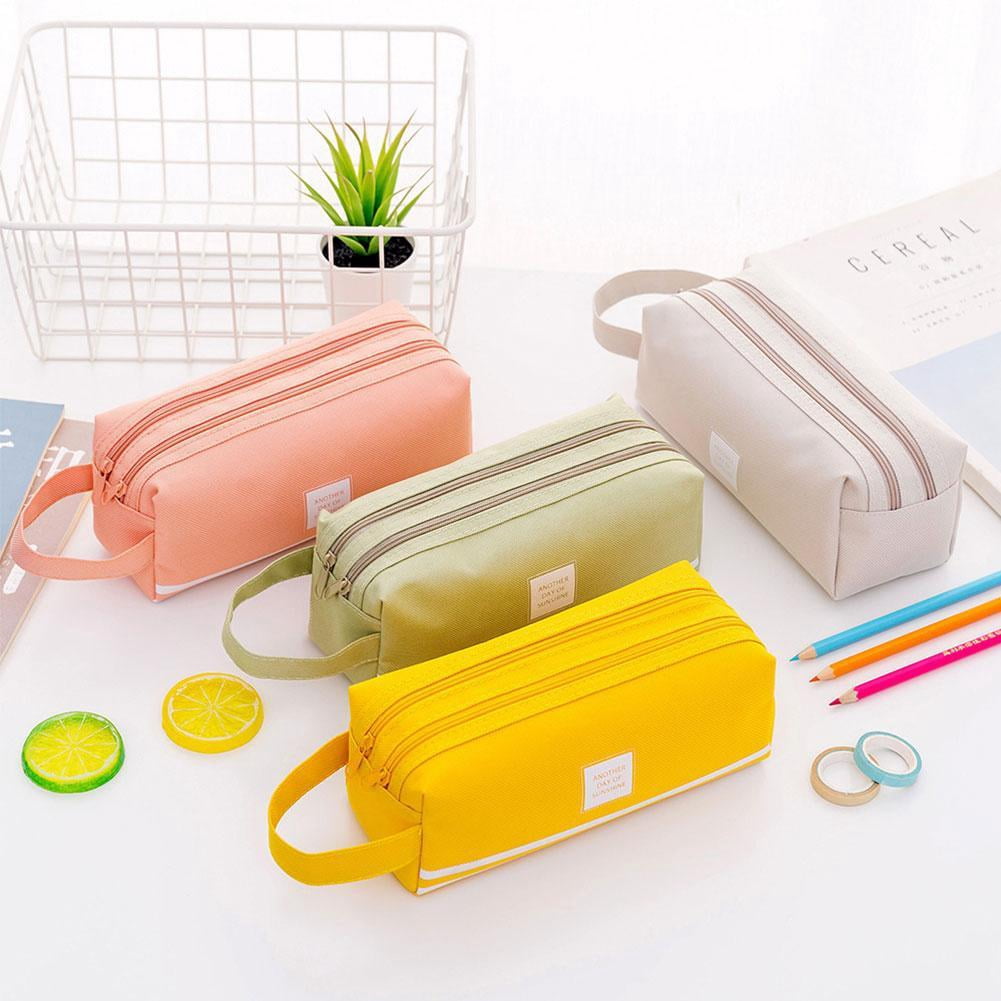 Large Capacity Pencil Cases Handheld Storage Pen Stationery Pouch Makeup Bags E6N6