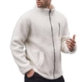thumbnail image 2 of Men Polar Fleece Jacket Stand-Up Collar Long Sleeve Zipper Fly Coat with Pockets Solid Color Loose Fit Winter Outwear, 2 of 8