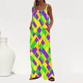 thumbnail image 2 of Moxiu Womens Sequin Jumpsuits Dressy Mardi Gras Outfit for Women Mardi Gras Glitter Printed Wide Leg Jumpsuit Overalls Trendy Adjustable Strappy Rompers 2025 Multicolor,L, 2 of 7