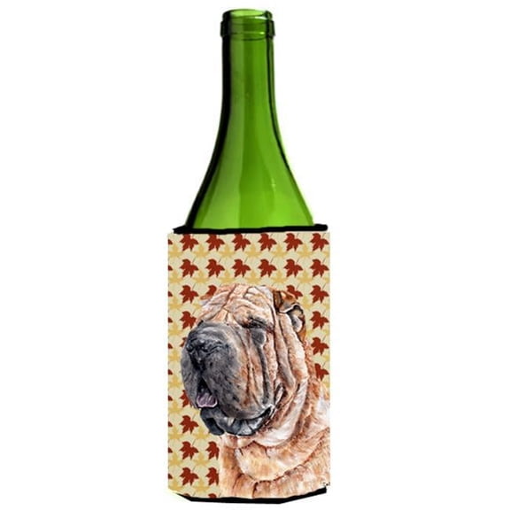 Shar Pei Fall Leaves Wine bottle sleeve Hugger  24 Oz.