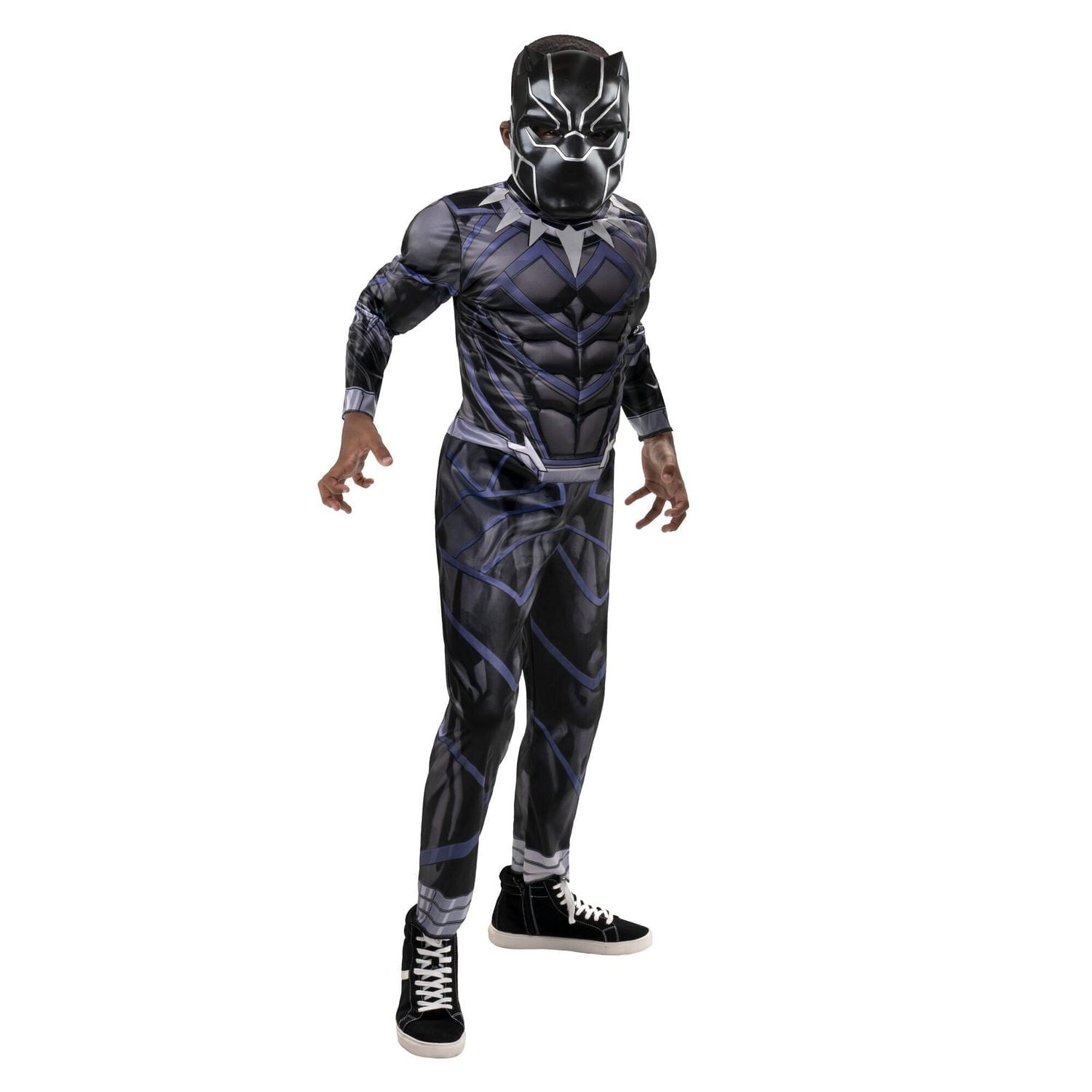 MARVEL’S BLACK PANTHER YOUTH COSTUME - Poly Jersey Jumpsuit Stuffed with Polyfill plus Mask
