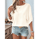 thumbnail image 5 of Camisetas de 3/4 para Mujer, Blusas Básicas de Cuello Redondo para Negocios. Albaricoque M, 5 of 10