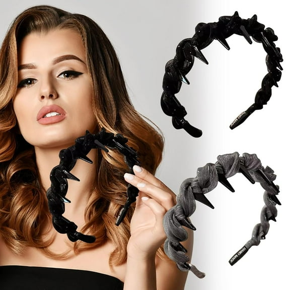 Vintage High Cranium Hairband, Elegant Braided Headbands for Women with Teeth Hoop, Bridal Hair Hoop Hairs Accessories, Wedding Party Home Headwear (Black, 1 Count (Pack of 1))