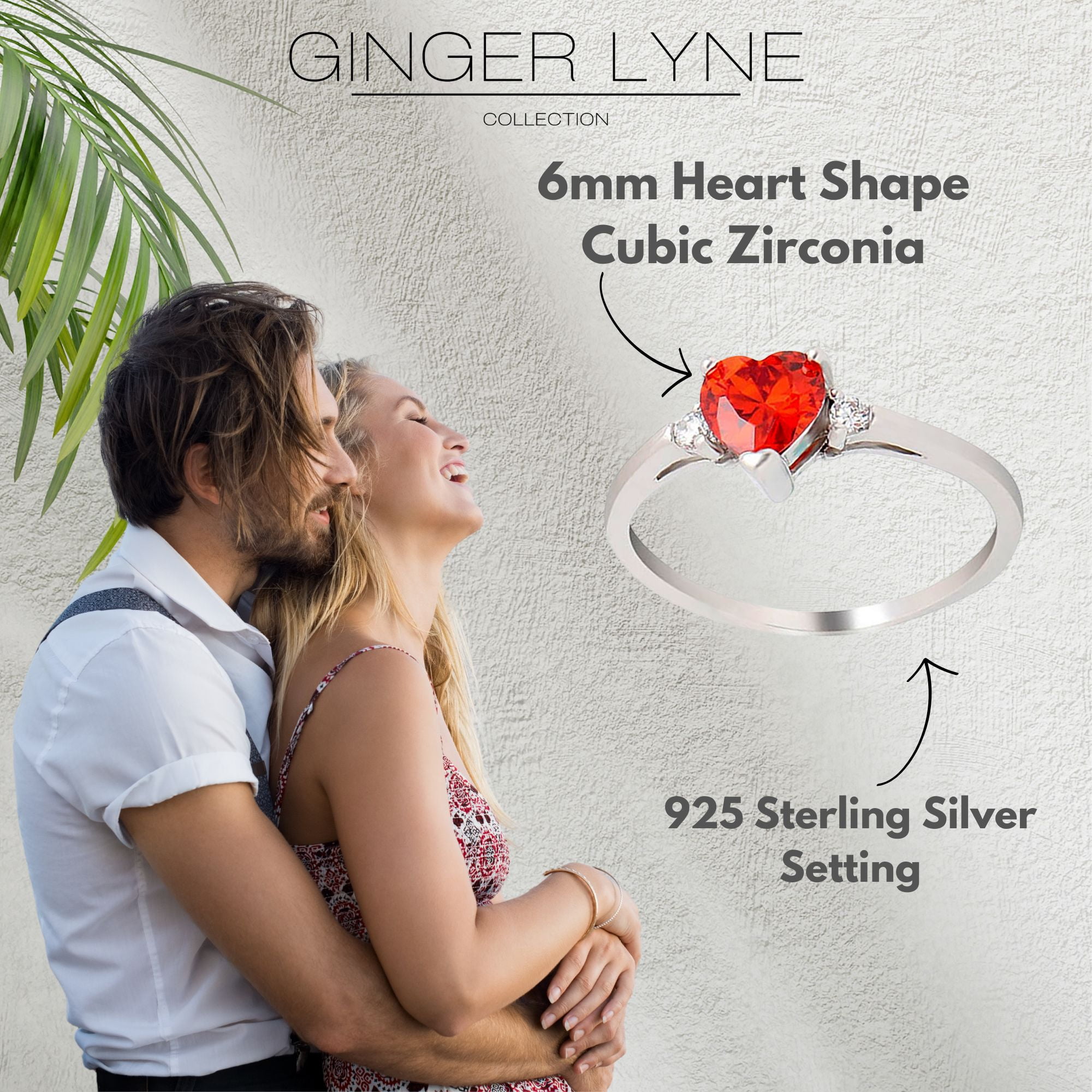 Shelly Heart Engagement Ring for Women Promise Birthstone Sterling Silver Ginger Lyne