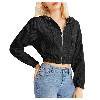 thumbnail image 2 of HJYCHN Women's Corduroy Zip Up Cropped Hoodie Casual Shirt Blouse with Front Pocket Comfortable Outerwear Black M, 2 of 7
