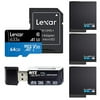 gopro hero 5/6/7 rechargeable batteries three (3) (oem), lexar 64gb 633x microsdhc/sdcx memory card and ritz gear memory card reader