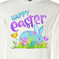 thumbnail image 4 of Inktastic Happy Easter Blue Bunny and Eggs in Grass Long Sleeve T-Shirt, 4 of 5