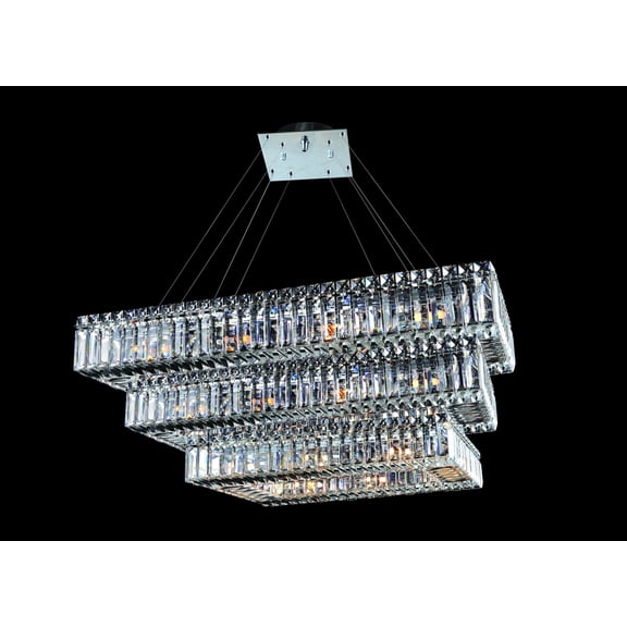 Allegri 11777-010-FR001 Quantum Baguette 30 Light Three Tier Chandelier - Chrome