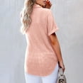 thumbnail image 5 of Women's Short Sleeve Tops Acrylic Knit Lapel Collared Shirt with Buttons Loose Fit Pullover Tee Blouses (XL, Pink), 5 of 7