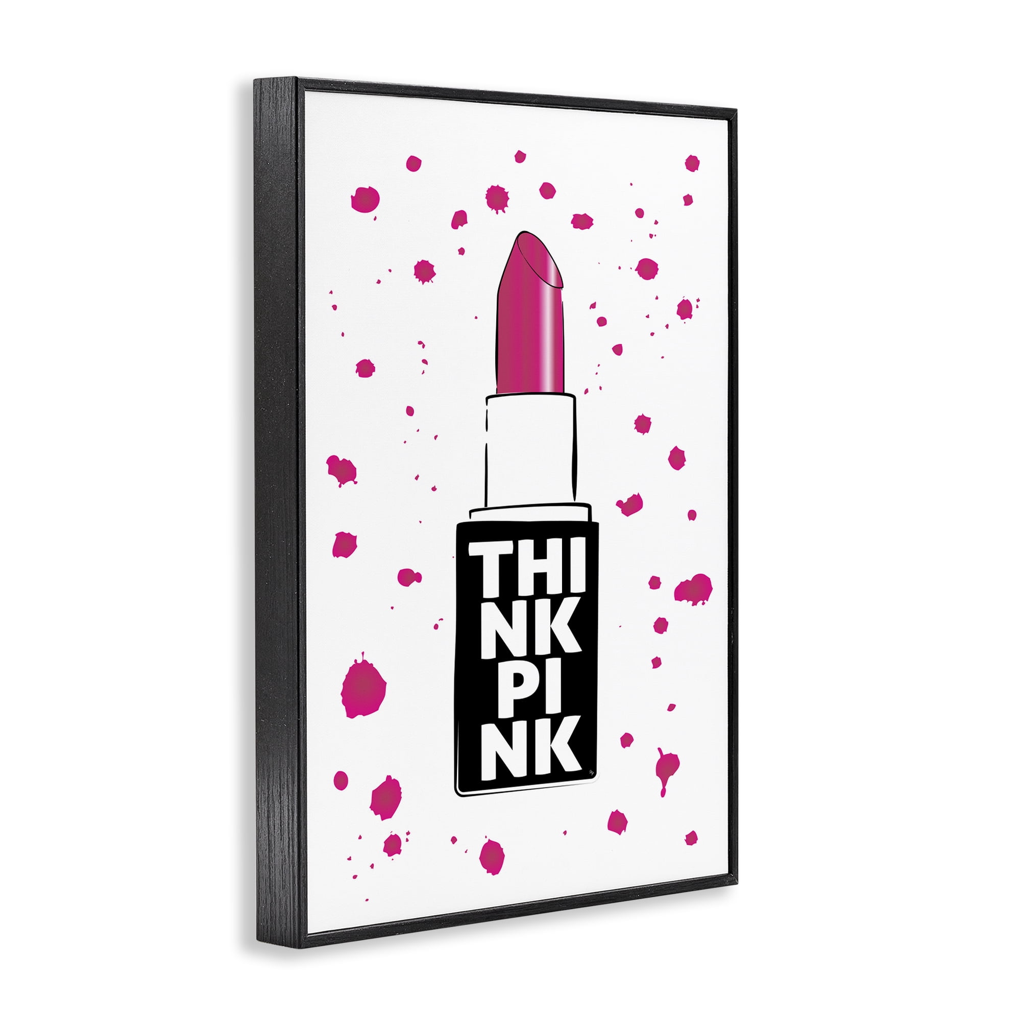 Stupell Industries Think Pink Lipstick Black Framed Giclee Art, design by Martina Pavlova