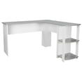 thumbnail image 1 of Pemberly Row Modern Engineered Wood L-Shaped Computer Desk with Shelves in Gray, 1 of 12