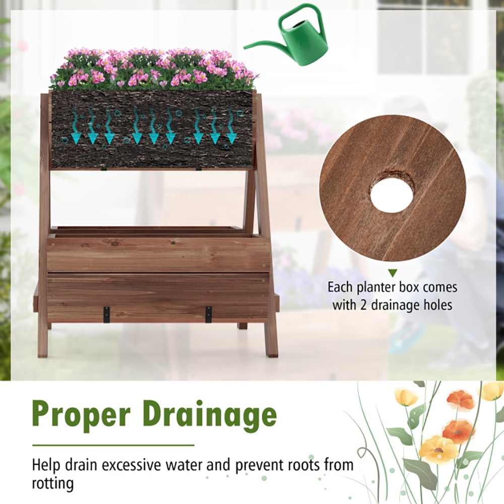 Spaco Vertical Raised Garden bed with 3 Wooden Planter Boxes-S, Outdoor Elevated Flower Box for Backyard/Patio/Gardener
