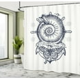 thumbnail image 5 of Ambesonne Marine Shower Curtain, Shell Anchor Butterfly Wheel, 69"Wx84"L, Dark Night Blue Ivory, 5 of 5