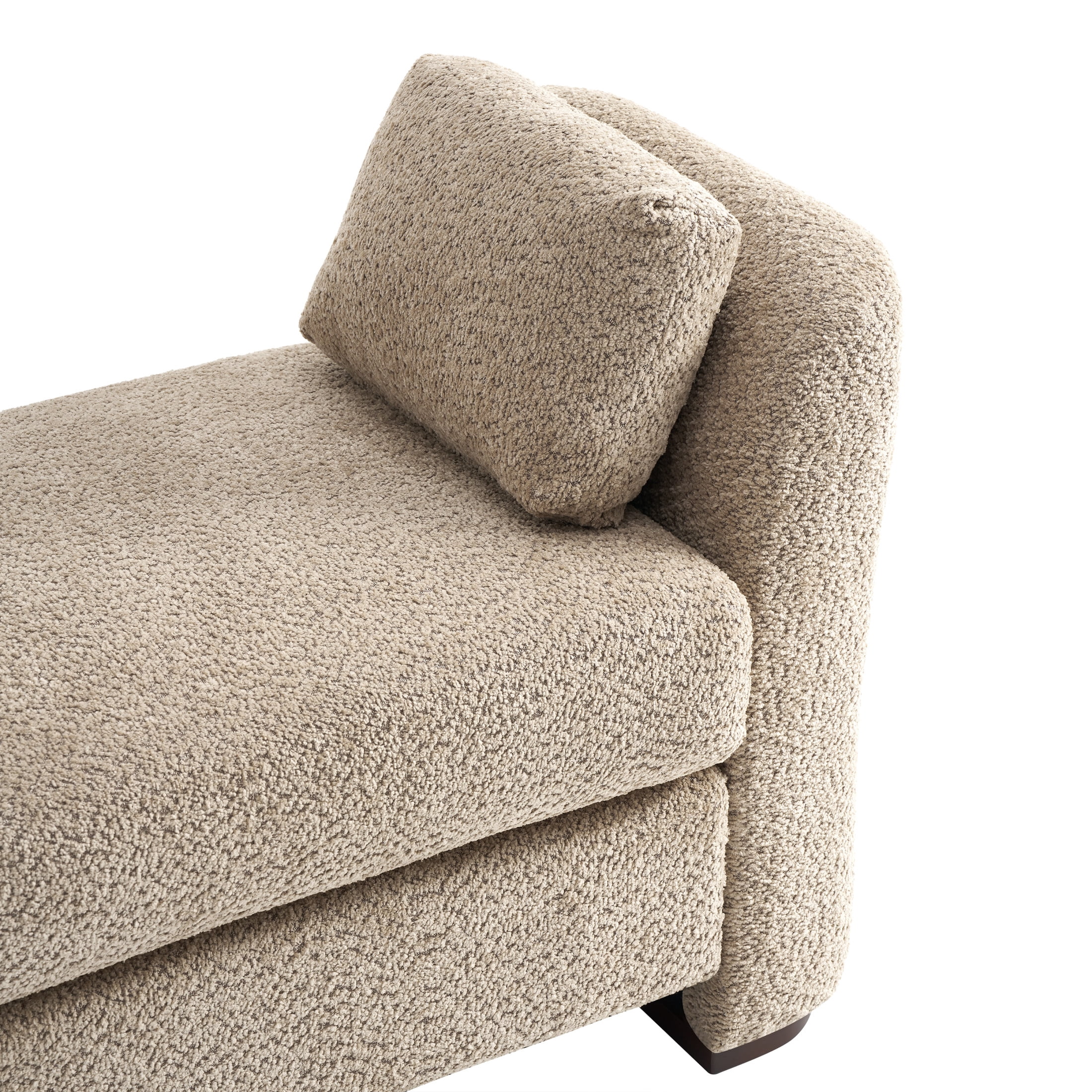 Christopher Knight Home 53.2" Modern Boucle Upholstered Bench with Pillows, Wooden Legs, Light Brown