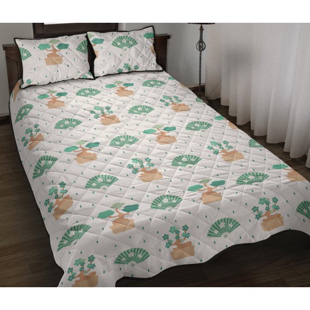 Juego de cama edredón con estampado de abanicos Bonsai