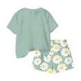 thumbnail image 4 of Amidoa Girls 2 Piece Outfits Summer Clothes Short Sleeve Floral Print Cute T-Shirt and Casual Shorts Kids Clothing Sets,Green Size 11, 4 of 6