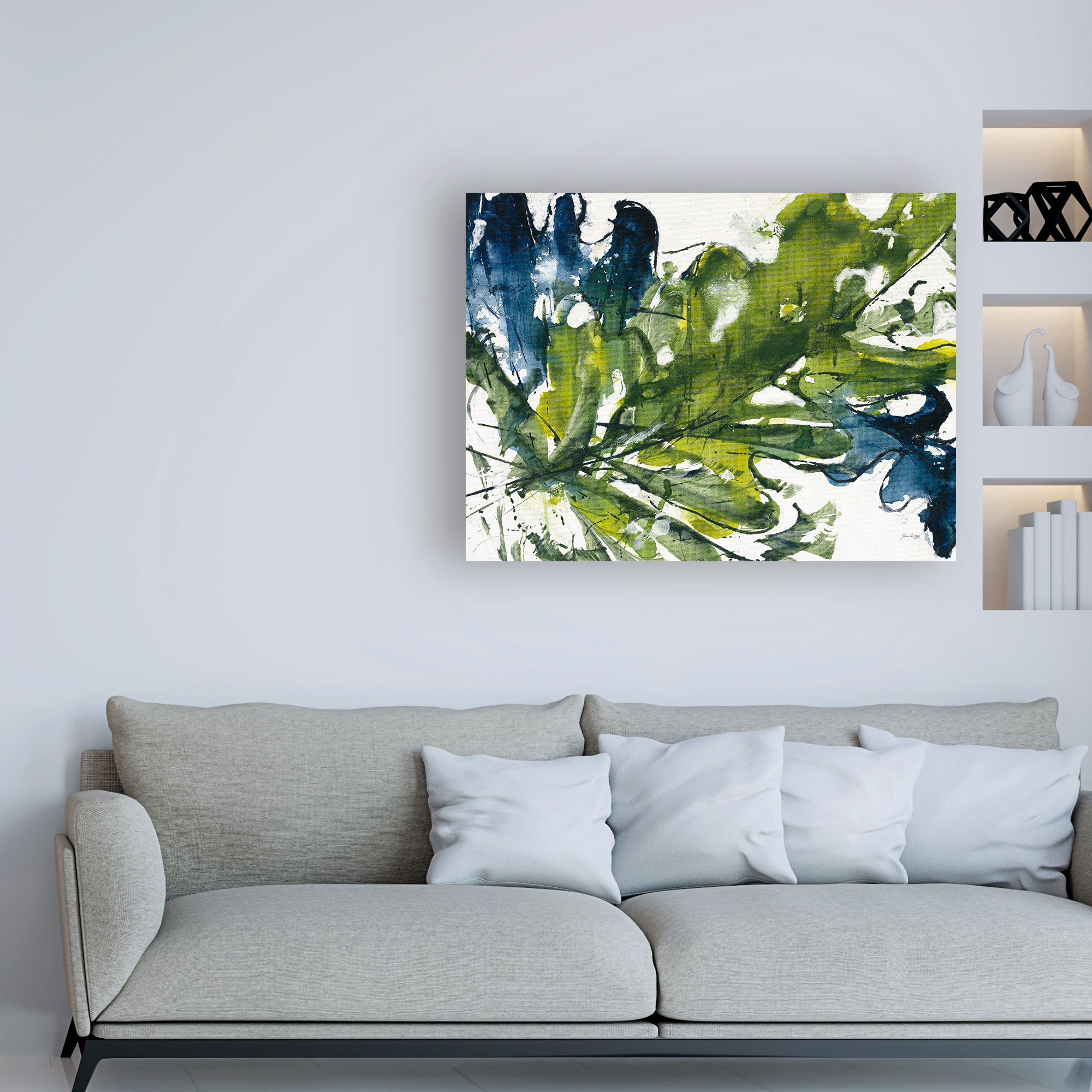 Trademark Fine Art 'Green and Blue Leaves' Canvas Art by Jan Griggs