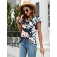 thumbnail image 3 of WQD Women’s Summer Floral Tops Flutter Short Sleeve V Neck Blouse Dressy Casual Loose Fit Tunic Shirts Trendy Ruffle Sleeve T Shirts, 3 of 7