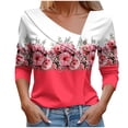 thumbnail image 1 of Rbaofujie Couples Chandails à Capuchon pour Femmes Col en V Mode Décontractée Blouse Imprimée à Boutons T-shirt Hauts Blouse Rouge Chandails pour Dames, 1 of 5