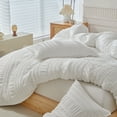thumbnail image 6 of Soft Breathable Striped Textured Duvet Cover Bedding White Queen Size, 6 of 7