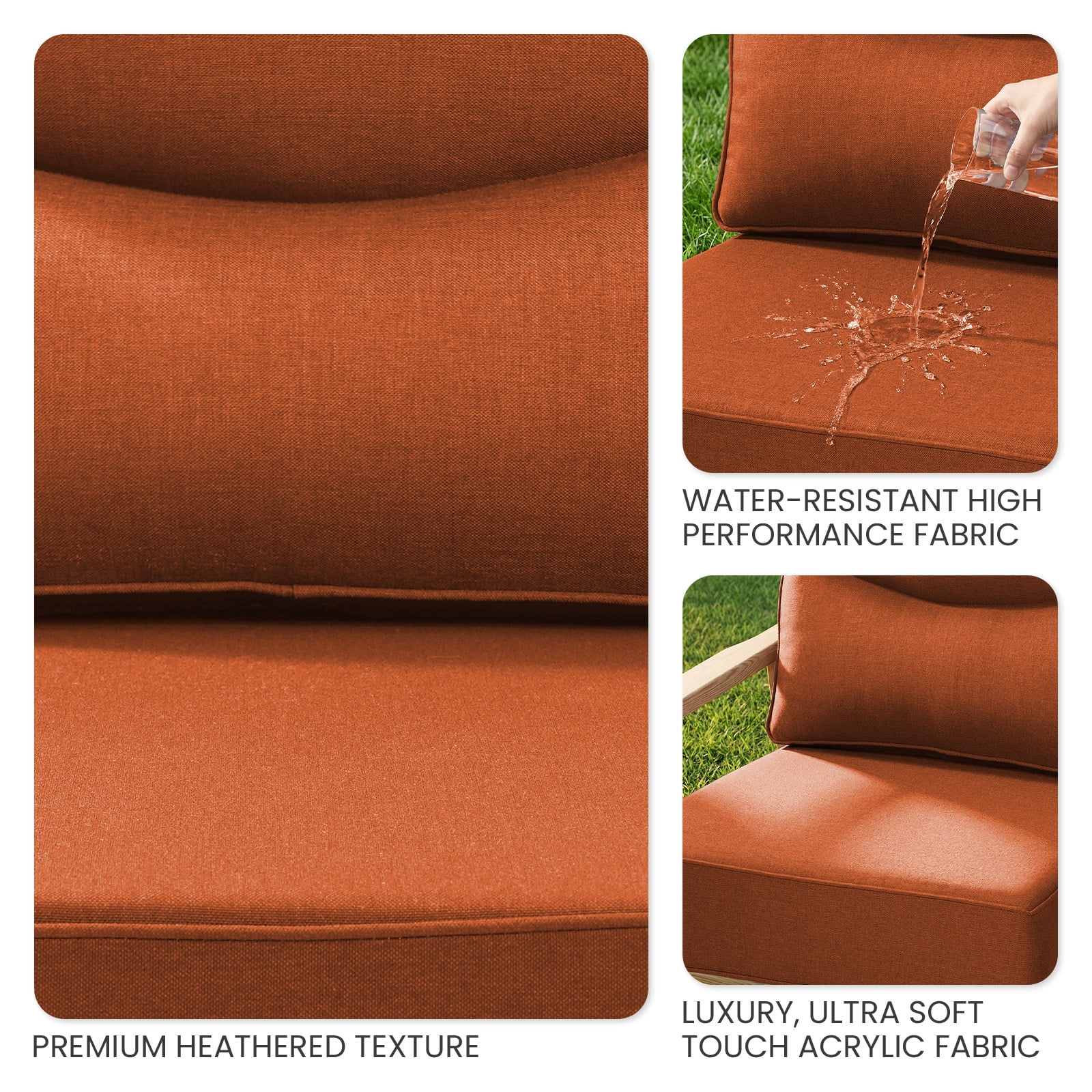 Bellefurn Outdoor Seat Cushions 22 X 24 X 6 inch for Patio Furniture,Outdoor Chair Cushions Outdoor Deep Seat Cushion with Water Resistant & Removable Cover Patio Cushions for Wicker Chair,Sofa,Couch